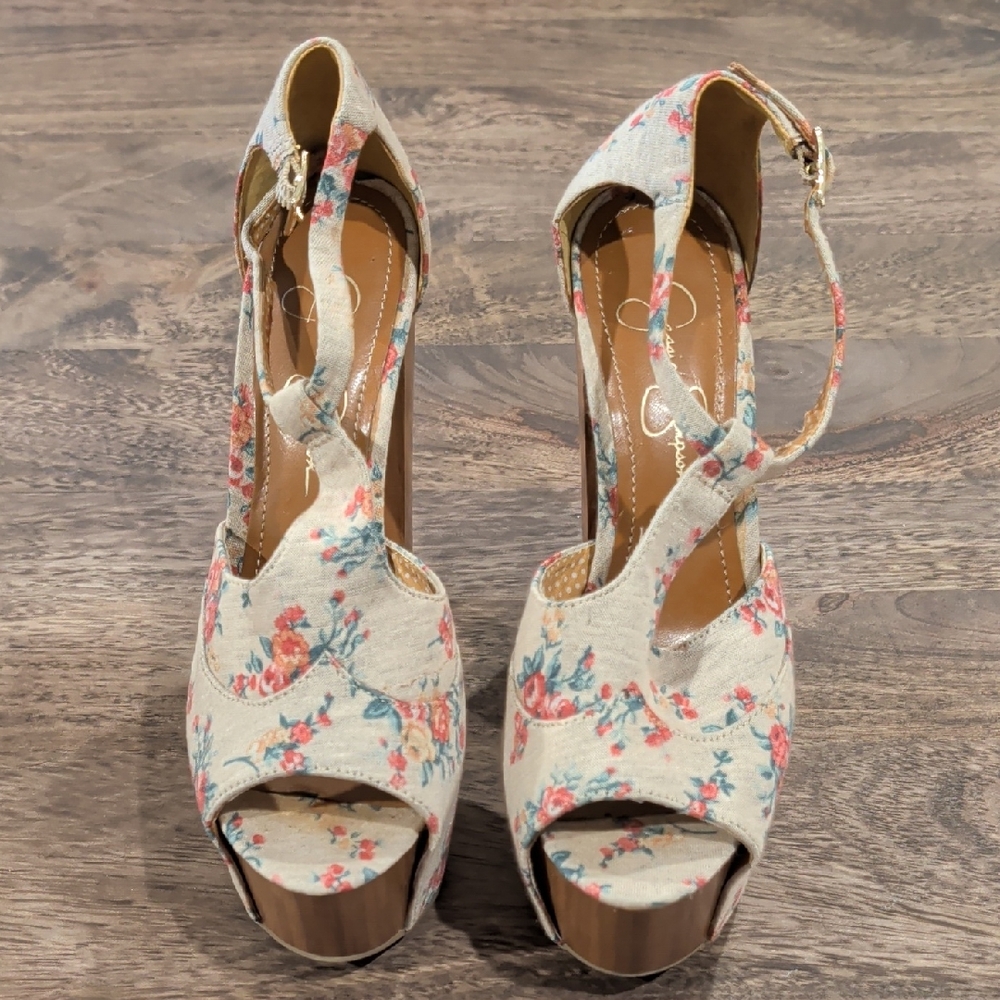 Jessica Simpson Floral Peep-Toe Dani Heels